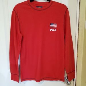 Polo By Ralph Lauren Red Long Sleeve Sleepwear Top